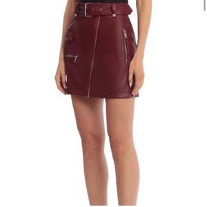 7 For All Mankind Burgundy Faux Leather Mini Skirt NWOT